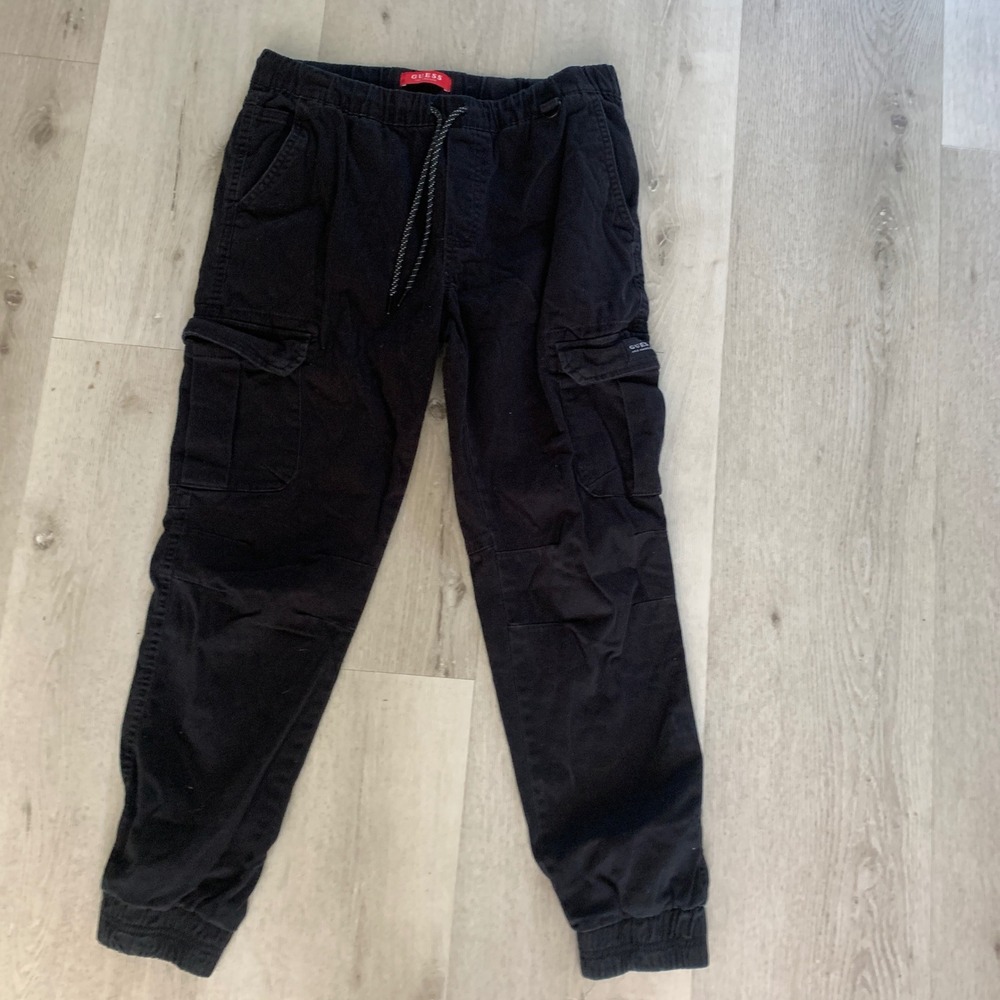 Guess Mens Black Cargo Jogger Pants Utility Streetwear T3YB01WF100 Size S